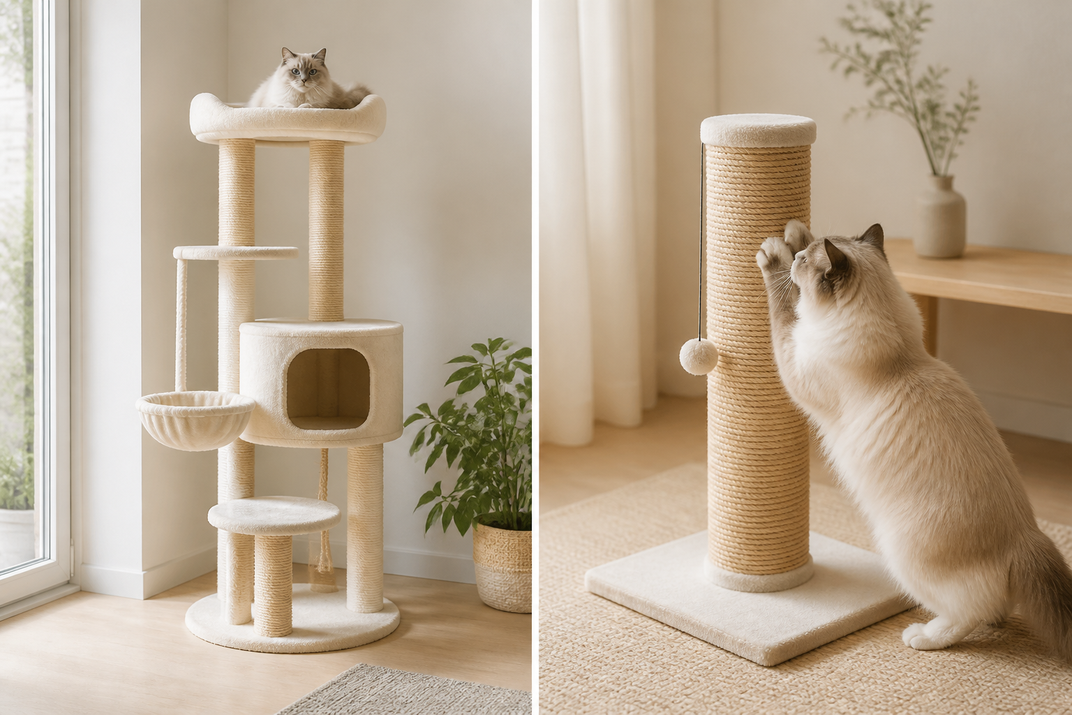 Kattenklimtoren vs krabmeubel: welk model koop je voor een kleine woning?